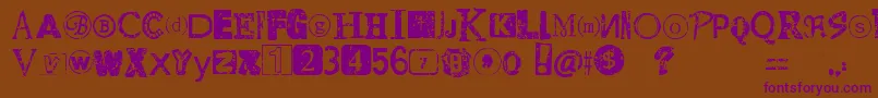 DistressedRansomNote Font – Purple Fonts on Brown Background