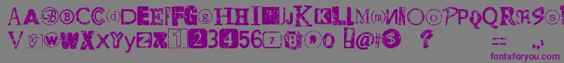 DistressedRansomNote Font – Purple Fonts on Gray Background