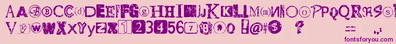 DistressedRansomNote Font – Purple Fonts on Pink Background