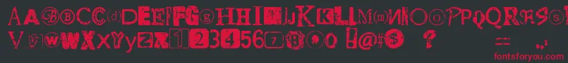 DistressedRansomNote Font – Red Fonts on Black Background