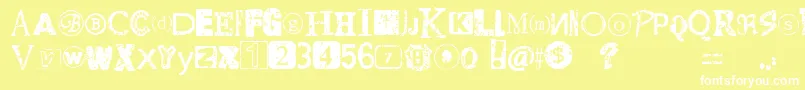 DistressedRansomNote Font – White Fonts on Yellow Background