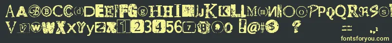 DistressedRansomNote Font – Yellow Fonts on Black Background