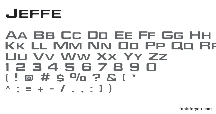 Шрифт Jeffe – алфавит, цифры, специальные символы