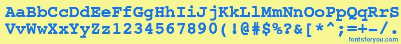 フォントNtcouriervkCyrillicBold – 青い文字が黄色の背景にあります。