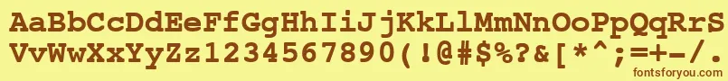 フォントNtcouriervkCyrillicBold – 茶色の文字が黄色の背景にあります。