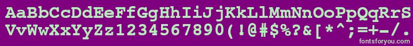 フォントNtcouriervkCyrillicBold – 紫の背景に緑のフォント