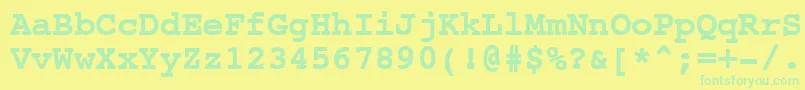 フォントNtcouriervkCyrillicBold – 黄色い背景に緑の文字