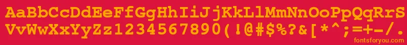 フォントNtcouriervkCyrillicBold – 赤い背景にオレンジの文字