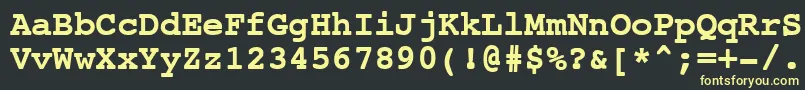 フォントNtcouriervkCyrillicBold – 黒い背景に黄色の文字