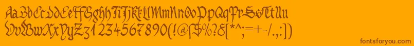 MaBastardAnglicanaDb-Schriftart – Braune Schriften auf orangefarbenem Hintergrund