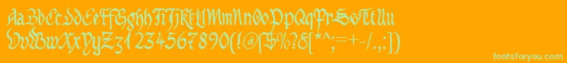MaBastardAnglicanaDb-Schriftart – Grüne Schriften auf orangefarbenem Hintergrund