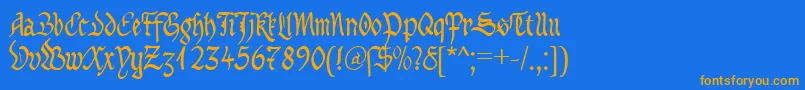 Fonte MaBastardAnglicanaDb – fontes laranjas em um fundo azul