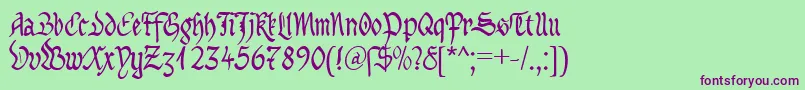 MaBastardAnglicanaDb Font – Purple Fonts on Green Background