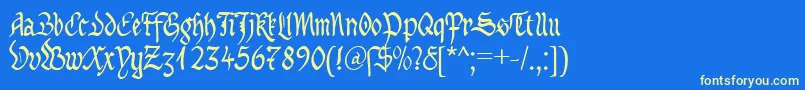 MaBastardAnglicanaDb Font – Yellow Fonts on Blue Background