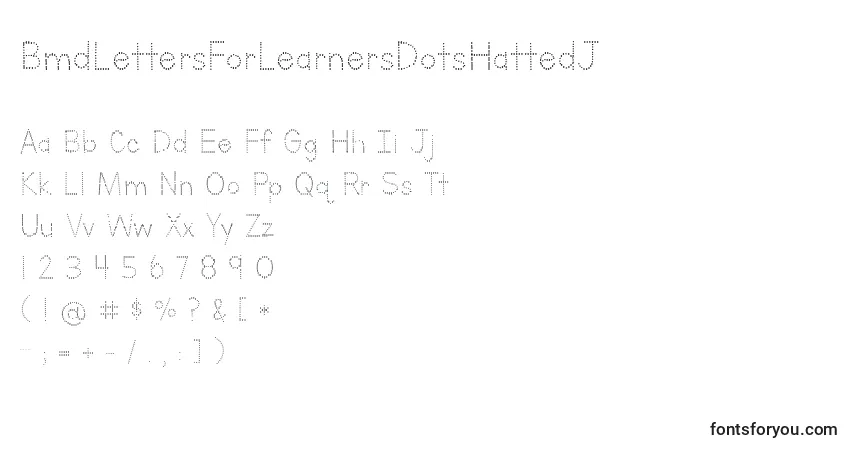 Schriftart BmdLettersForLearnersDotsHattedJ – Alphabet, Zahlen, spezielle Symbole