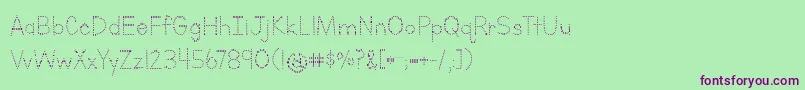 Fonte BmdLettersForLearnersDotsHattedJ – fontes roxas em um fundo verde