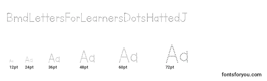 BmdLettersForLearnersDotsHattedJ Font Sizes