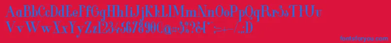 GlamorBoldcondensed-Schriftart – Blaue Schriften auf rotem Hintergrund