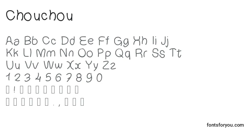 Czcionka Chouchou – alfabet, cyfry, specjalne znaki