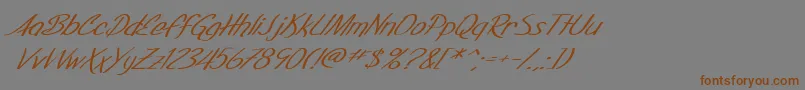 SfFoxboroScriptExtendedItalic-Schriftart – Braune Schriften auf grauem Hintergrund