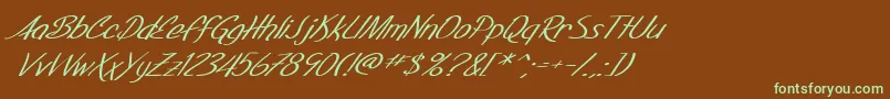 SfFoxboroScriptExtendedItalic Font – Green Fonts on Brown Background