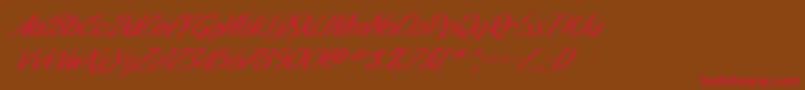 SfFoxboroScriptExtendedItalic-Schriftart – Rote Schriften auf braunem Hintergrund