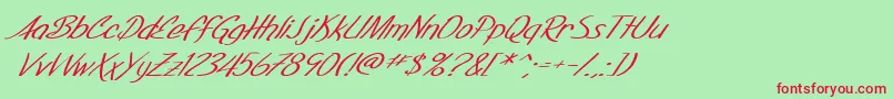 SfFoxboroScriptExtendedItalic Font – Red Fonts on Green Background