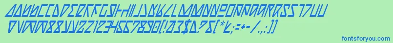 NickTurboCondensedItalic-Schriftart – Blaue Schriften auf grünem Hintergrund