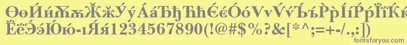 フォントBaskervilleCyrillicBold – 黄色の背景に灰色の文字