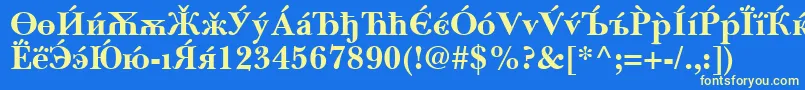 フォントBaskervilleCyrillicBold – 黄色の文字、青い背景