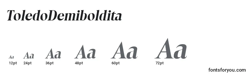 Размеры шрифта ToledoDemiboldita