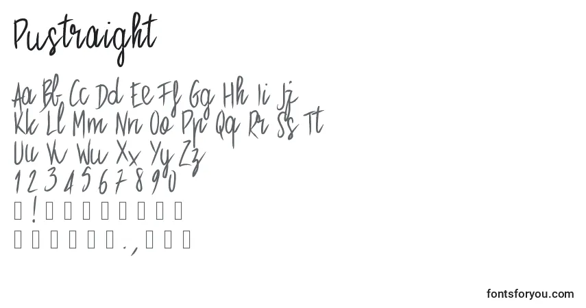 Schriftart Pwstraight – Alphabet, Zahlen, spezielle Symbole