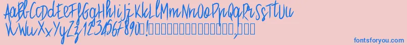 フォントPwstraight – ピンクの背景に青い文字