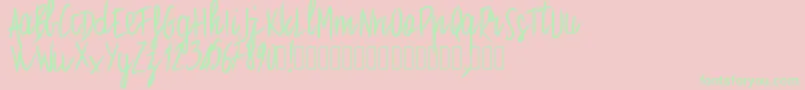 フォントPwstraight – ピンクの背景に緑の文字