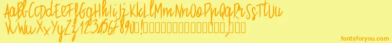 フォントPwstraight – オレンジの文字が黄色の背景にあります。