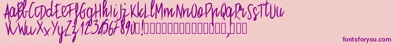 フォントPwstraight – ピンクの背景に紫のフォント