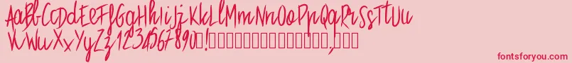 フォントPwstraight – ピンクの背景に赤い文字