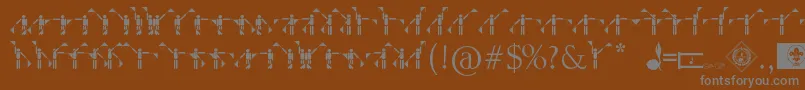 SemaphorePramuka-Schriftart – Graue Schriften auf braunem Hintergrund