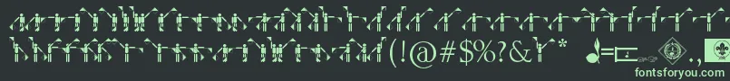 SemaphorePramuka-fontti – vihreät fontit mustalla taustalla
