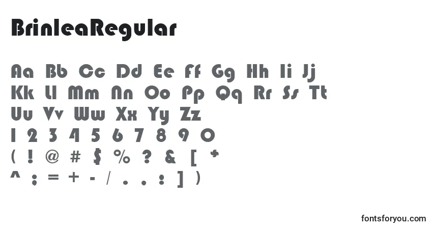 Czcionka BrinleaRegular – alfabet, cyfry, specjalne znaki