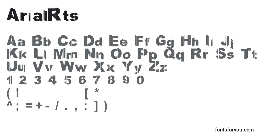 A fonte ArialRts – alfabeto, números, caracteres especiais
