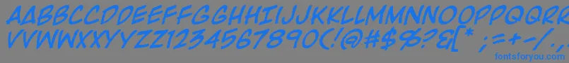 フォントRooftopRunItalic – 灰色の背景に青い文字