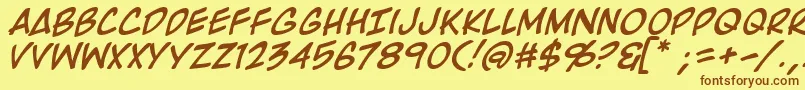 RooftopRunItalic Font – Brown Fonts on Yellow Background