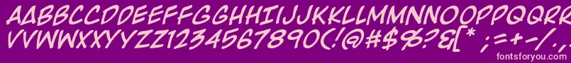 RooftopRunItalic Font – Pink Fonts on Purple Background