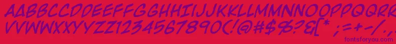 RooftopRunItalic Font – Purple Fonts on Red Background