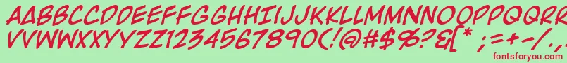 RooftopRunItalic Font – Red Fonts on Green Background