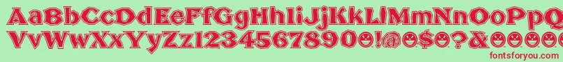 BrokenPosterTour Font – Red Fonts on Green Background