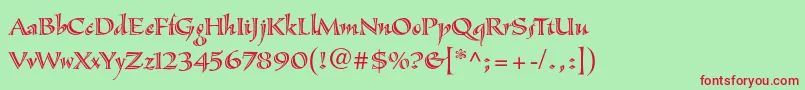 SassafrasstdRoman Font – Red Fonts on Green Background