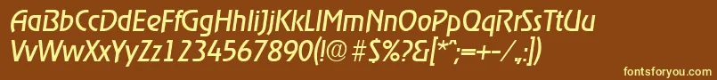 RagtimeRegularita-fontti – keltaiset fontit ruskealla taustalla