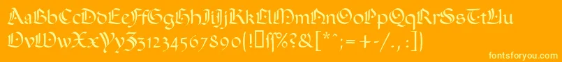 フォントOphelia – オレンジの背景に黄色の文字